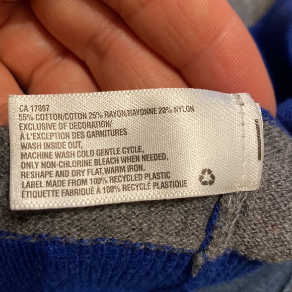 Boy’s Size 5 GAP Blue & Grey Striped Cotton Blend Sweater- EUC. Like New! - Picture 4 of 4